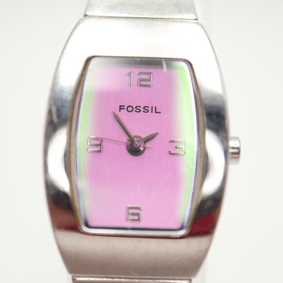 Fossil Womens Pink Barrel 18mm Dial Silver Tone Watch ES9860 with New Battery - Picture 6 of 15